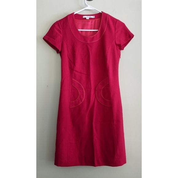 Boden Retro Style Wool Pink Lined Shift Dress Size 2 - Picture 1 of 8